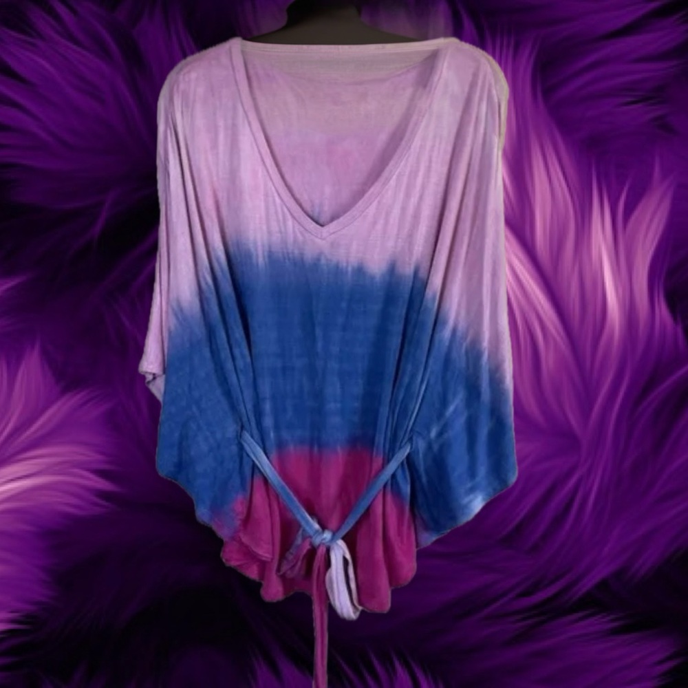 Lane Bryant Vibrant Purple and Blue Tie-Dye Top